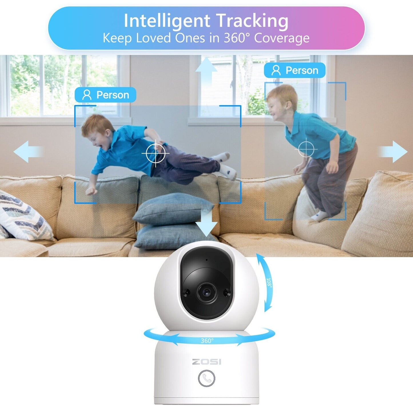 Baby Monitor PTZ WiFi Camera – 2K Indoor CCTV Camera with Auto Tracking & 2-Way Talk | 32GB Card Included