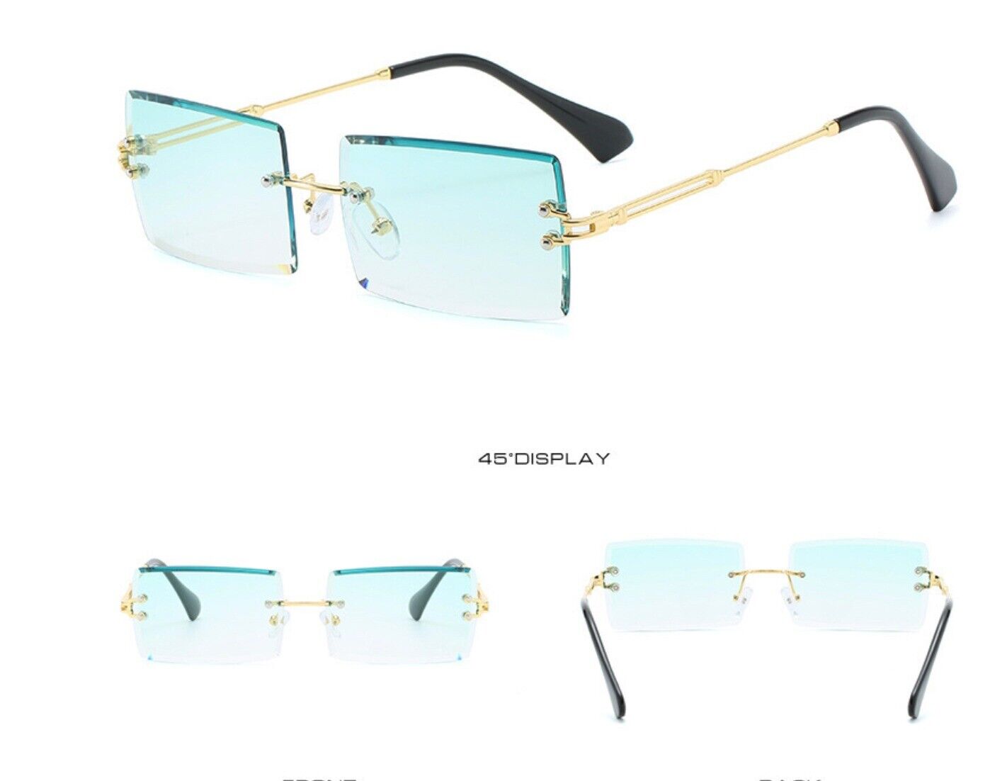 UV400 Rimless Rectangle Sunglasses – Fashionable Alloy Frame, Anti-Reflective Sun Glasses for Men & Women