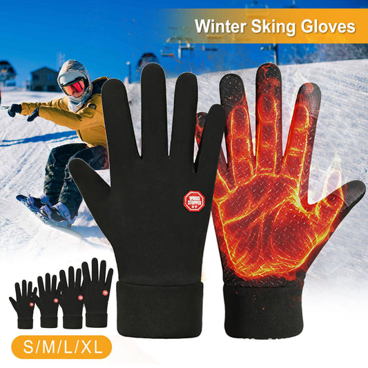 Men's Winter Warm Windproof Waterproof Fleece-Lined Thermal Touch Screen Gloves.