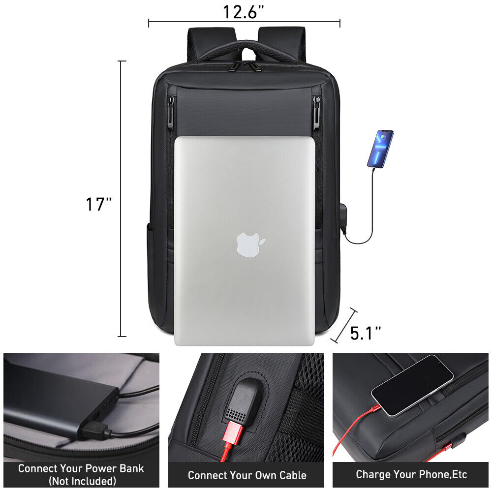 Women Men Backpack anti Theft Laptop Rucksack Business School Bag USB Charging