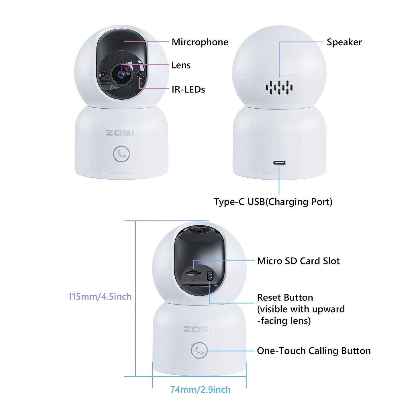 Baby Monitor PTZ WiFi Camera – 2K Indoor CCTV Camera with Auto Tracking & 2-Way Talk | 32GB Card Included