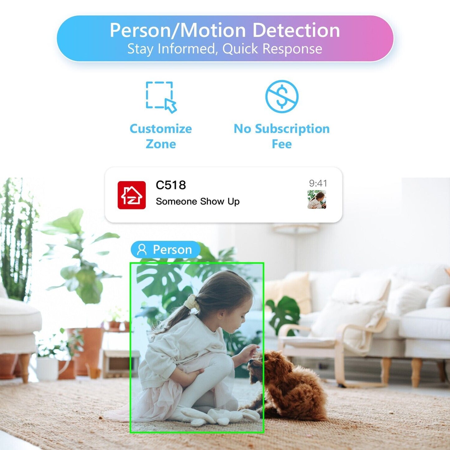 Baby Monitor PTZ WiFi Camera – 2K Indoor CCTV Camera with Auto Tracking & 2-Way Talk | 32GB Card Included