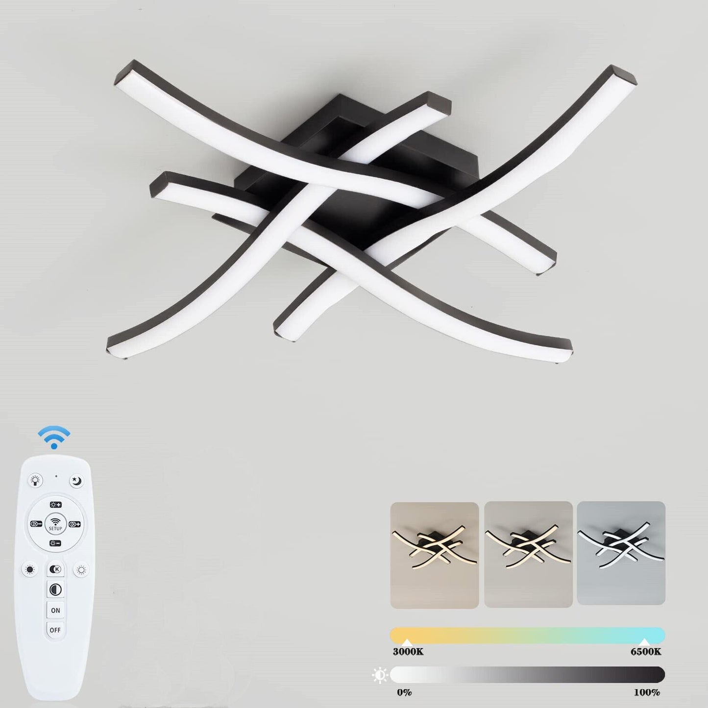 Modern LED Ceiling Light - 4-Wave Design Pendant Lamp for Kitchen, Living Room, and Bedroom