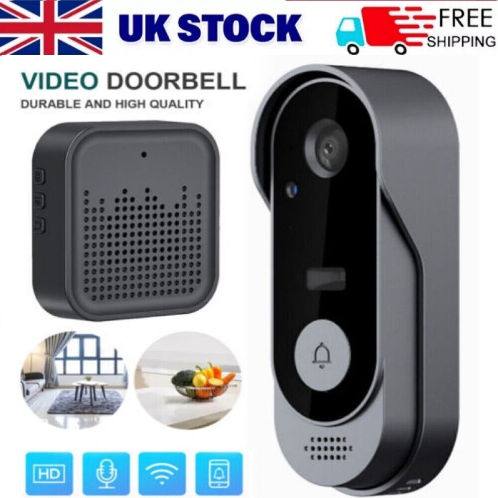 Smart WiFi Video Doorbell with Camera & Intercom - Wireless, Night Vision, Two-Way Talk, IP65 Waterproof