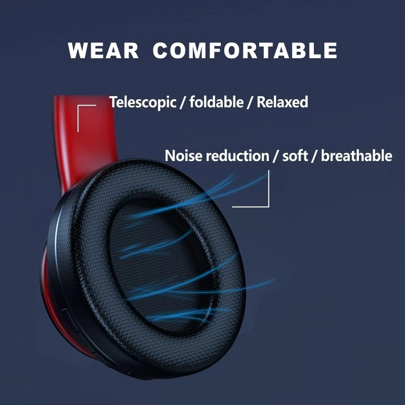 Bluetooth Over-Ear Earphones HD200 Foldable Wireless Headphones Noise Cancelling
