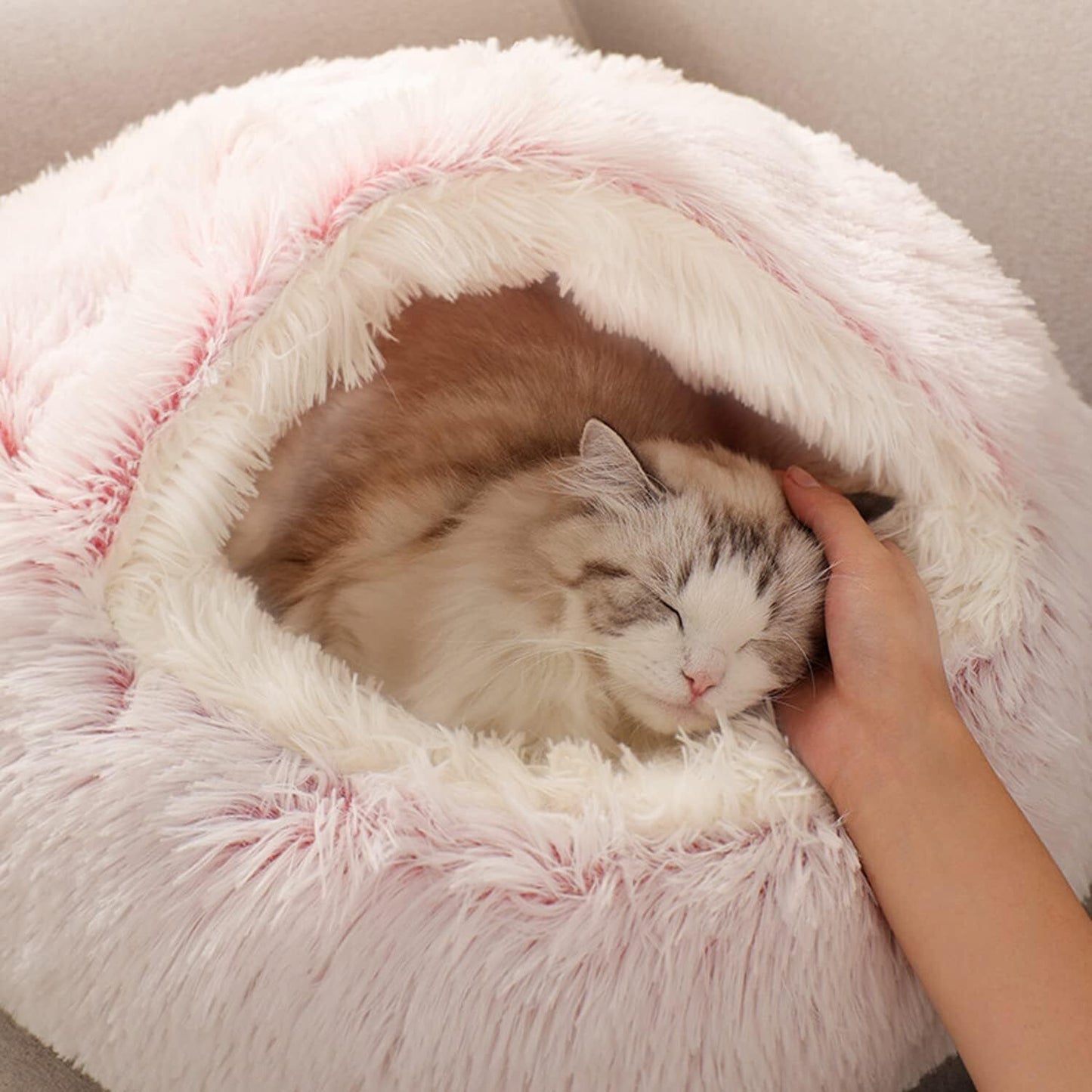 Cozy Igloo Pet Bed – Washable Fleece Pyramid House for Cats and Dogs, Non-Slip Base
