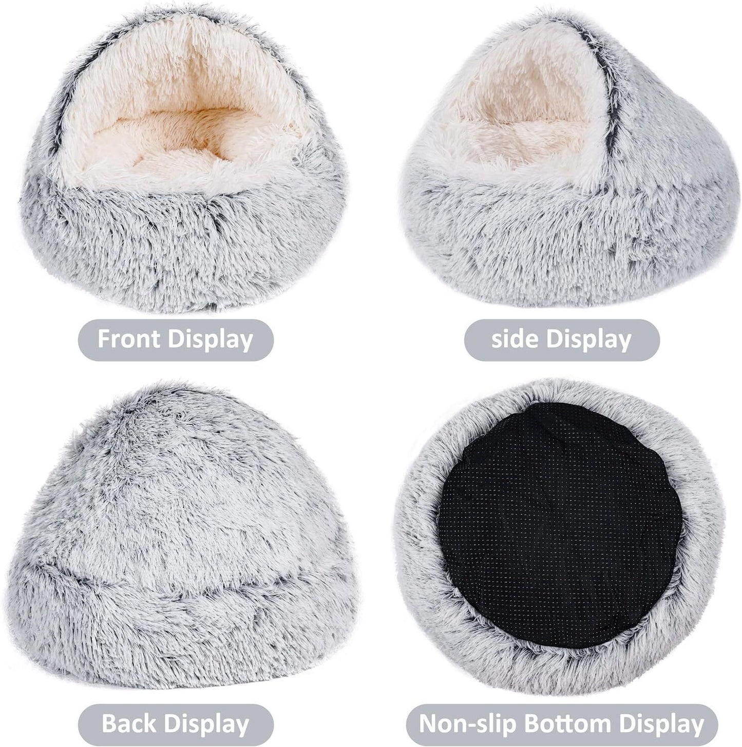 Cozy Igloo Pet Bed – Washable Fleece Pyramid House for Cats and Dogs, Non-Slip Base