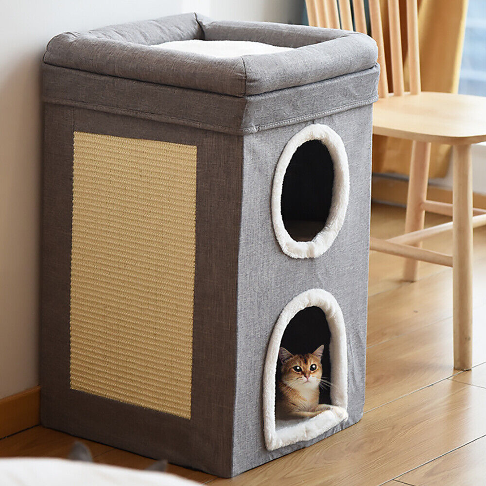 Cat House Cat Cave Cats Three Layer Condo Cat Nest Cat Bed with Scratching Board