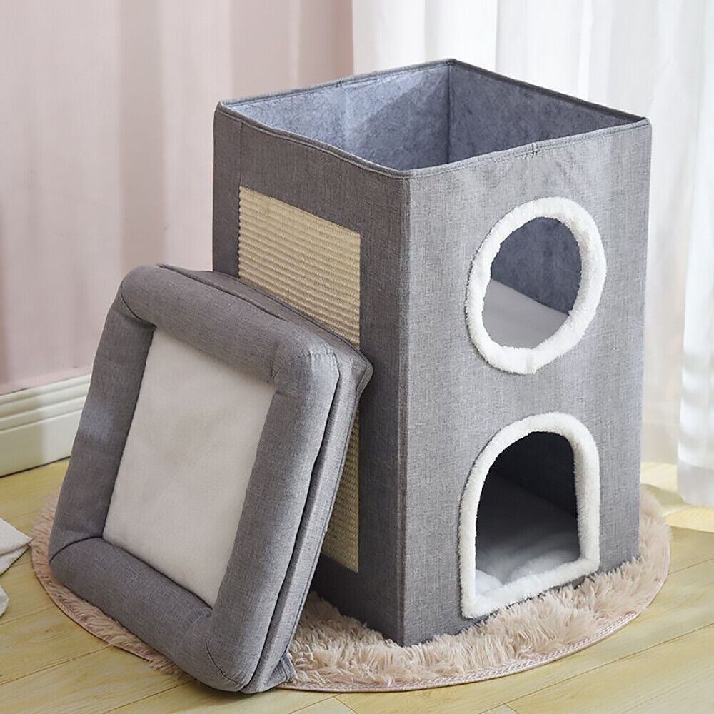 Cat House Cat Cave Cats Three Layer Condo Cat Nest Cat Bed with Scratching Board