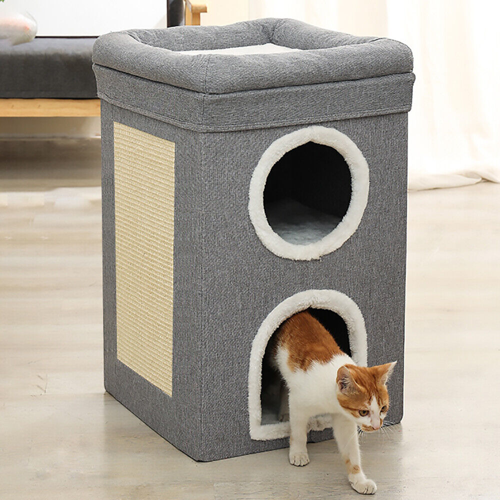 Cat House Cat Cave Cats Three Layer Condo Cat Nest Cat Bed with Scratching Board