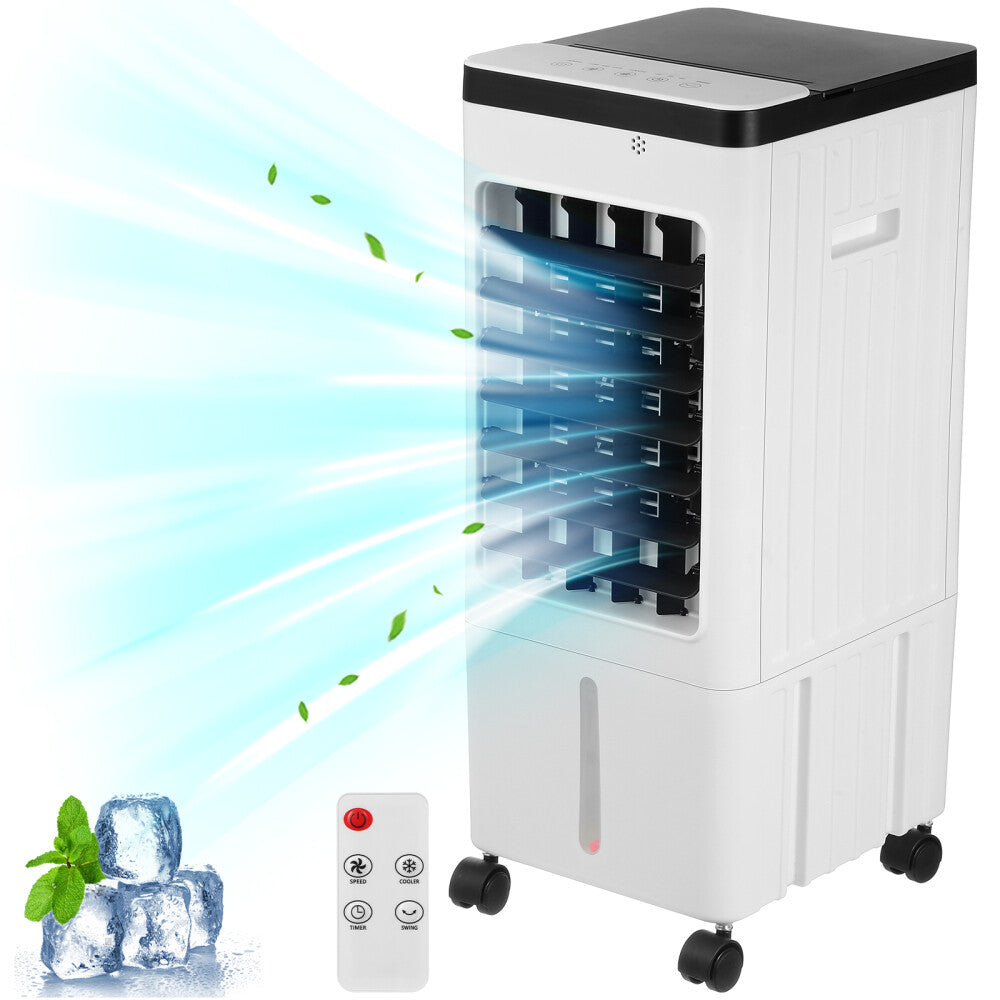 8L Portable Air Cooler Fan with Remote Control – Ice Cold Evaporative Cooling Unit with 3 Ice Packs, 3 Speeds, Timer & Large Water Tank – Eco-Friendly Conditioner for Home or Office (65W)