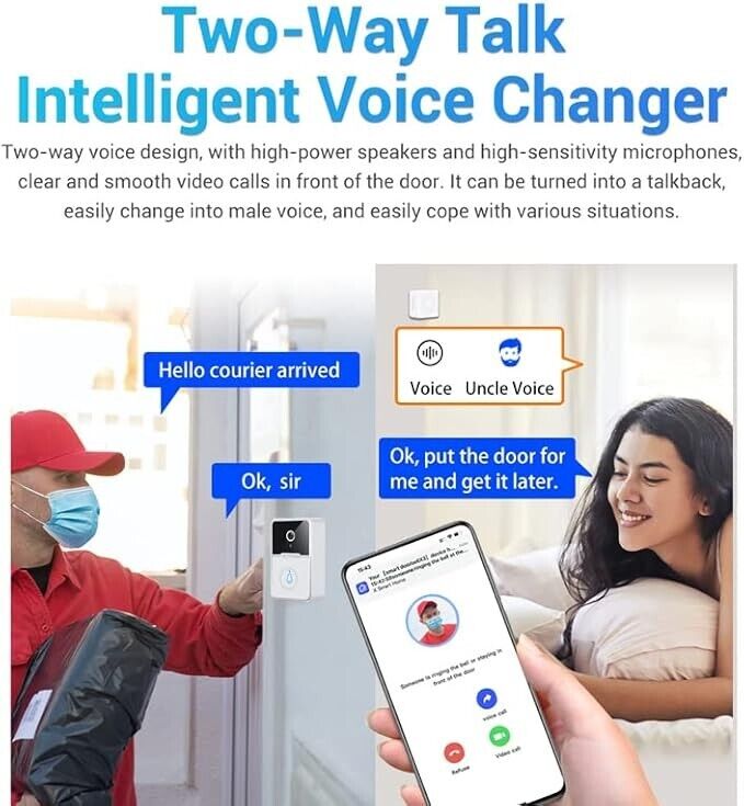 Wireless Smart Video Doorbell Wibell Security Intercom HD Video Camera Door Bell