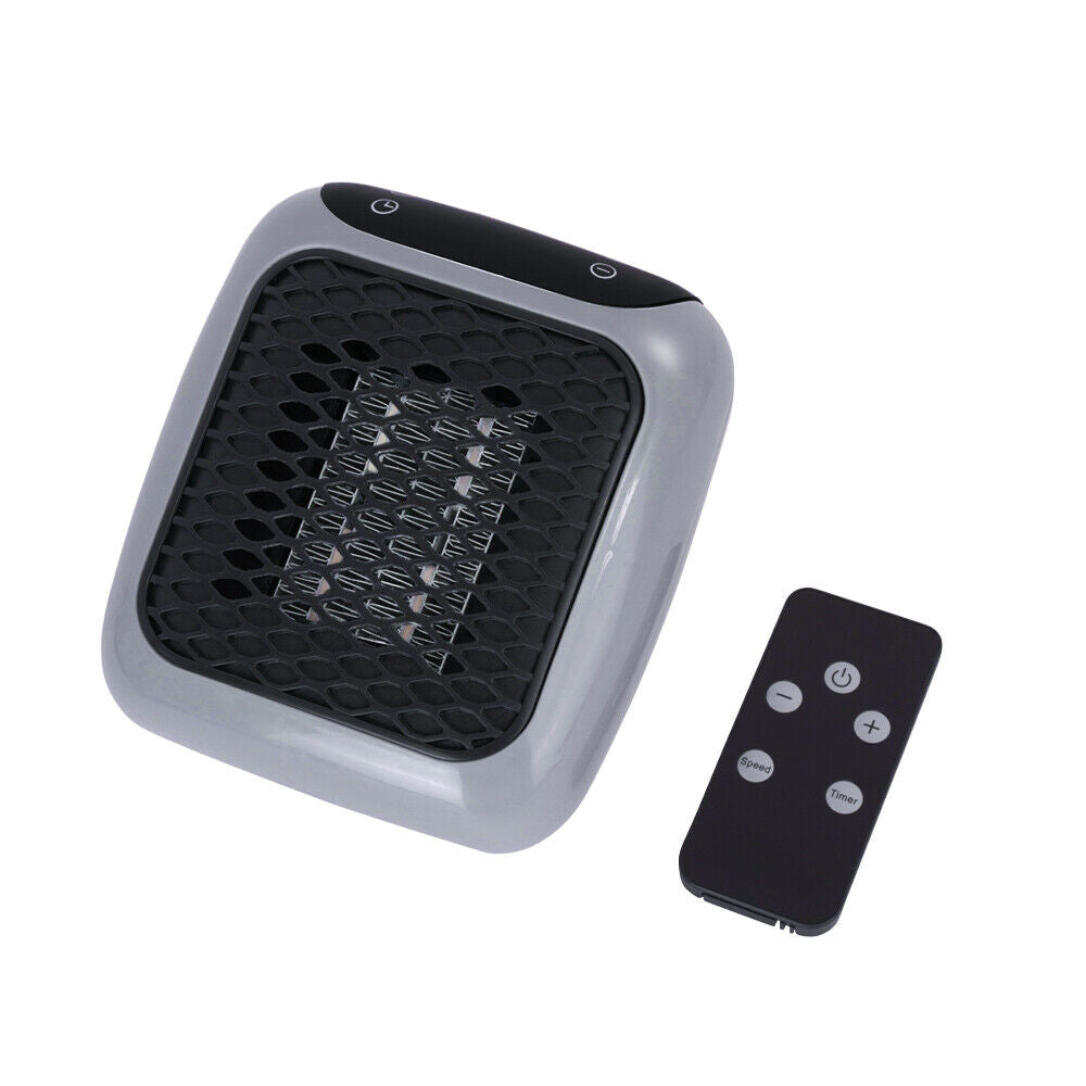 Mini Wall Plug-In Ceramic Space Heater with Remote & Timer, 800W Portable Fan Heater