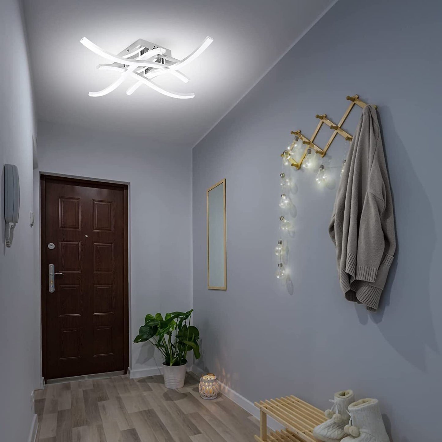 Modern LED Ceiling Light - 4-Wave Design Pendant Lamp for Kitchen, Living Room, and Bedroom