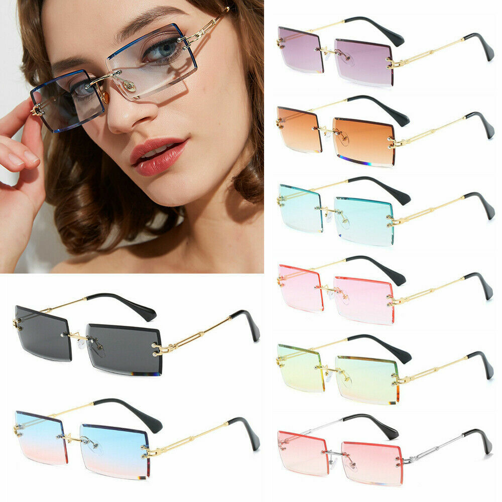 UV400 Rimless Rectangle Sunglasses – Fashionable Alloy Frame, Anti-Reflective Sun Glasses for Men & Women