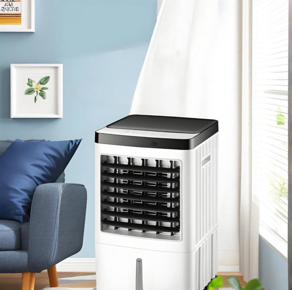 8L Portable Air Cooler Fan with Remote Control – Ice Cold Evaporative Cooling Unit with 3 Ice Packs, 3 Speeds, Timer & Large Water Tank – Eco-Friendly Conditioner for Home or Office (65W)
