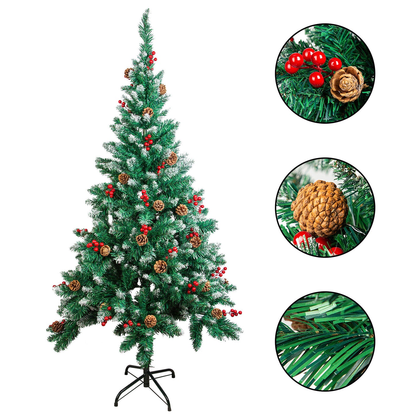 Christmas Tree Pre Lit with LED Lights Bushy Pine Xmas Indoor Decor 4/5/6/7FT