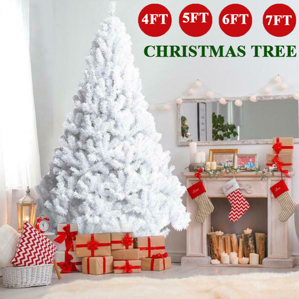 Christmas Tree Pre Lit with LED Lights Bushy Pine Xmas Indoor Decor 4/5/6/7FT