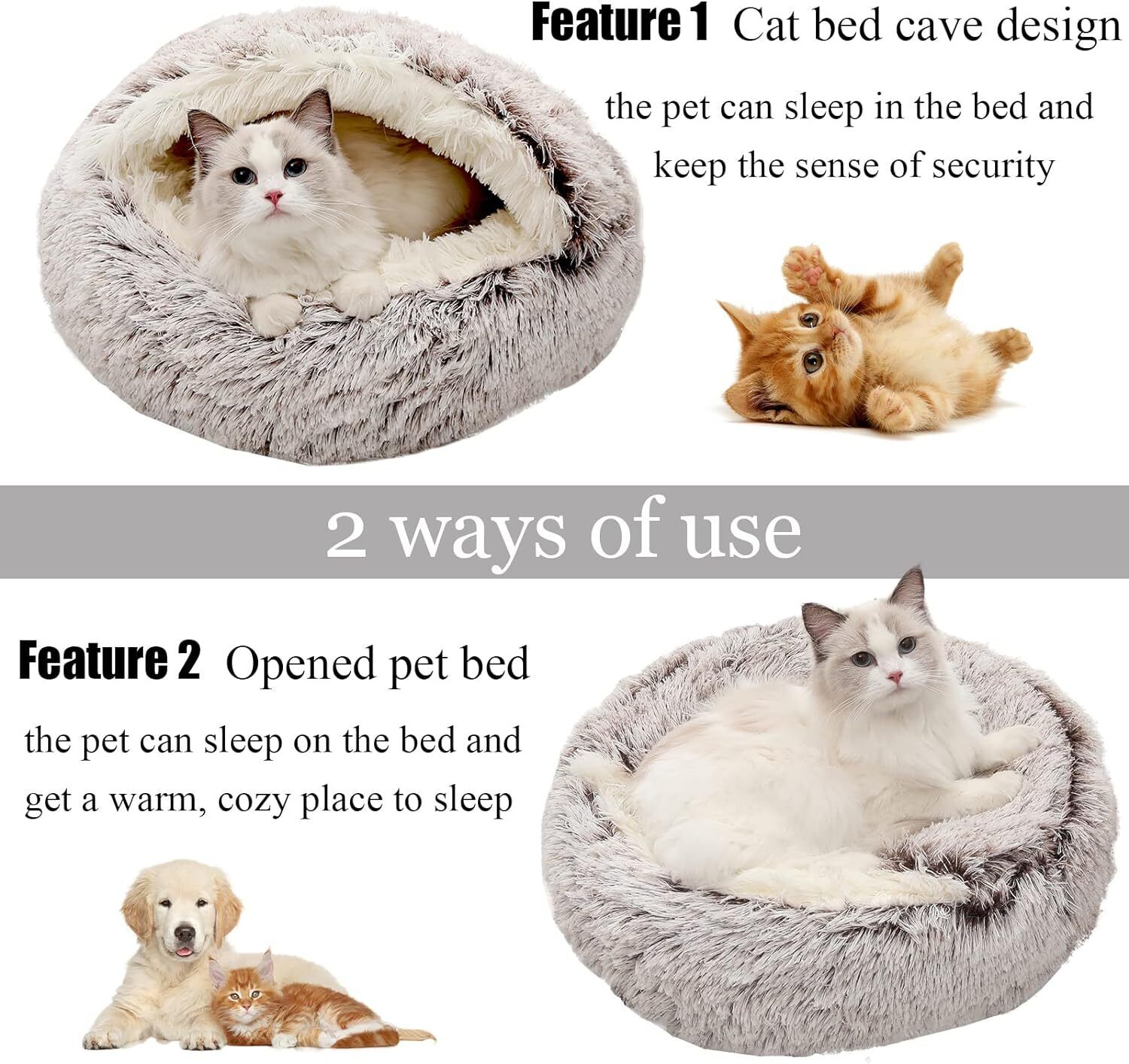 Cozy Igloo Pet Bed – Washable Fleece Pyramid House for Cats and Dogs, Non-Slip Base