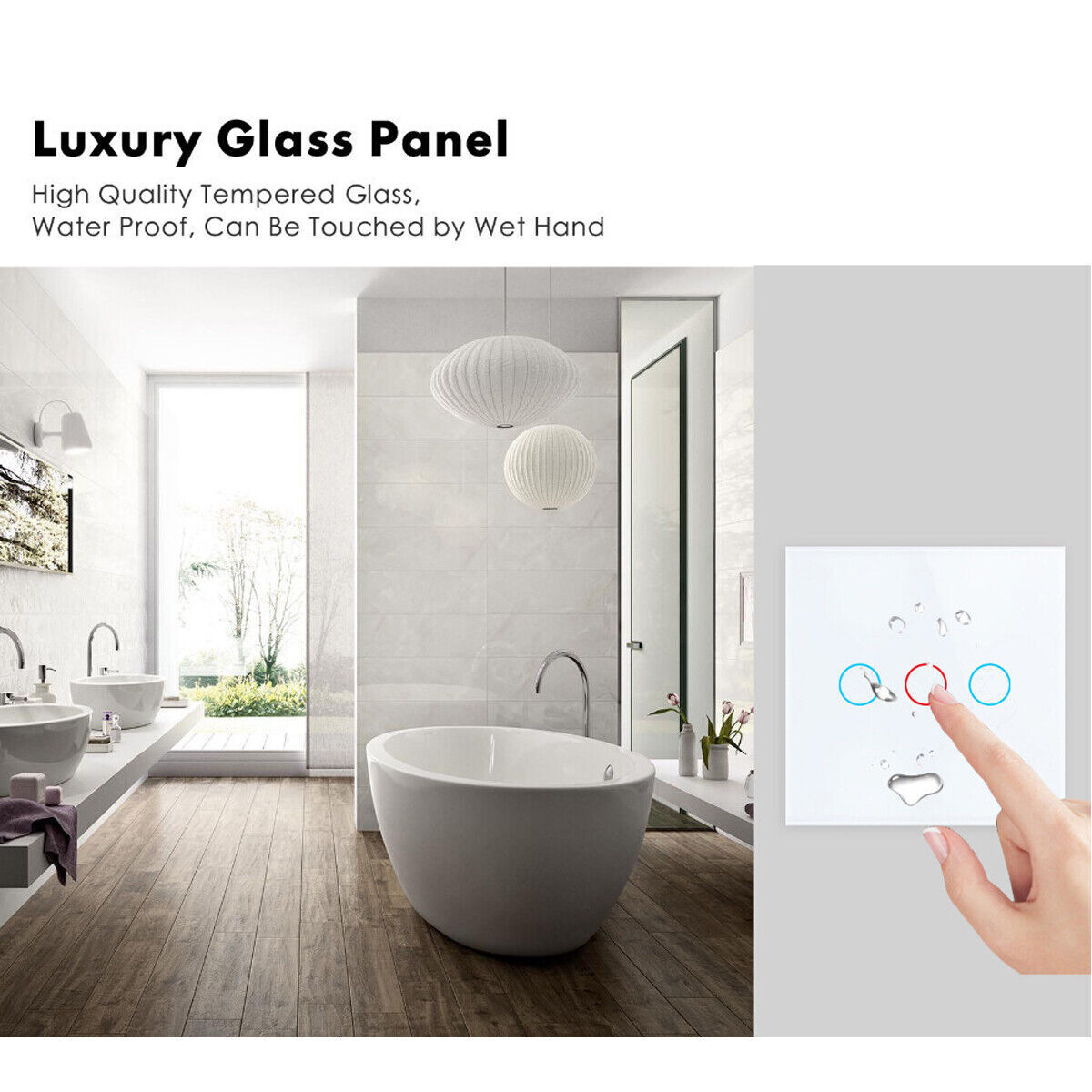 Smart WiFi Touch Light Wall Switch – No Neutral Wire Needed, Voice Control with Google Home & Alexa, Sleek Glass Panel