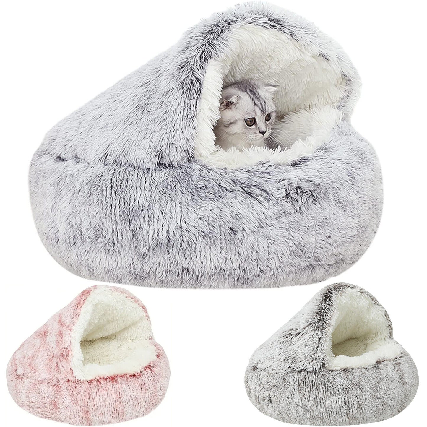 Cozy Igloo Pet Bed – Washable Fleece Pyramid House for Cats and Dogs, Non-Slip Base