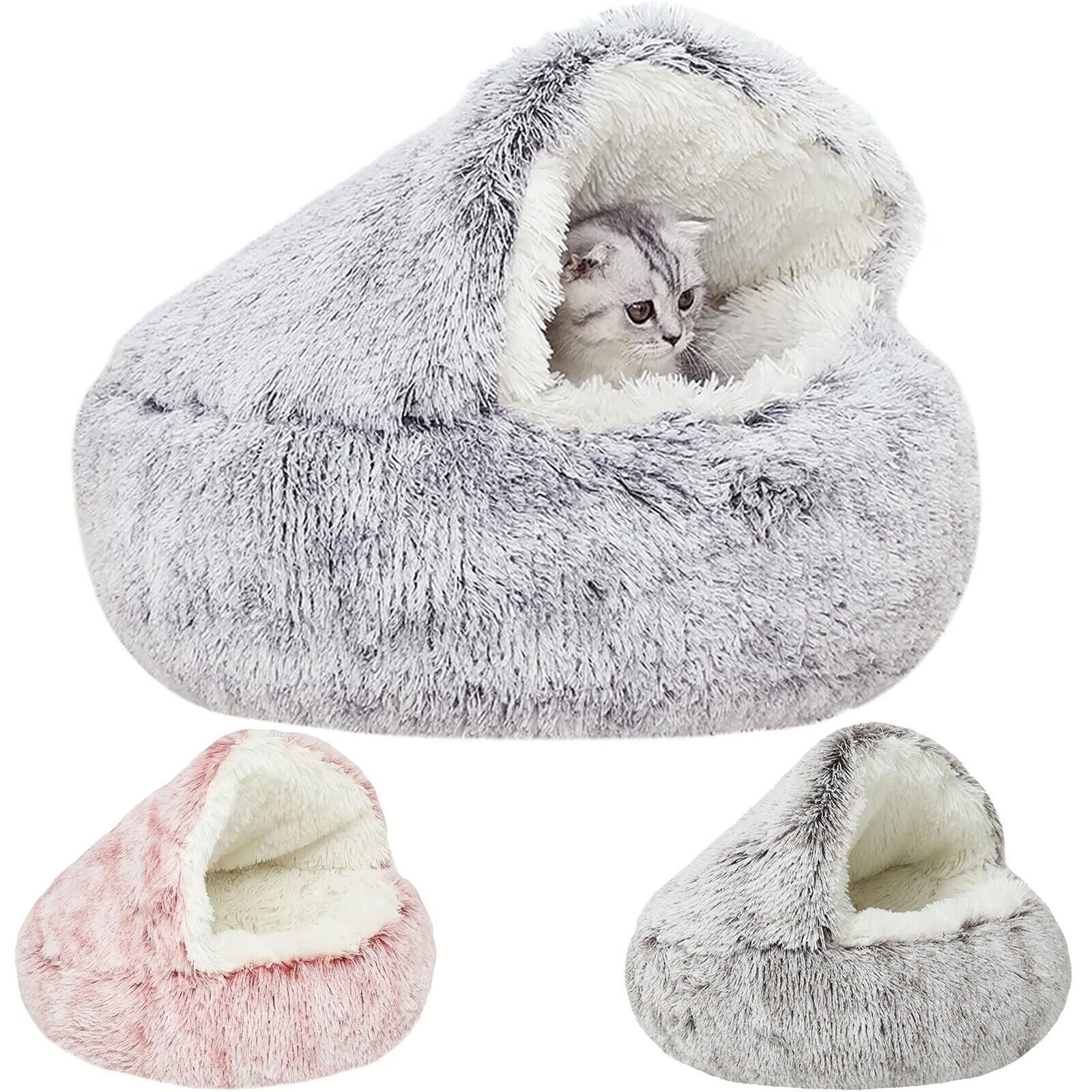 Cozy Igloo Pet Bed – Washable Fleece Pyramid House for Cats and Dogs, Non-Slip Base