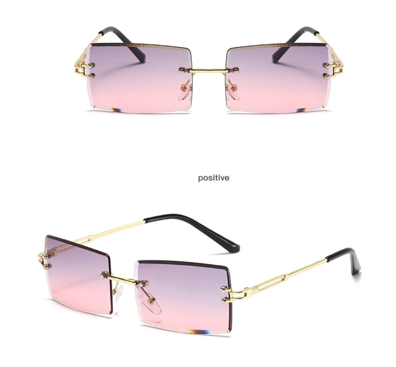 UV400 Rimless Rectangle Sunglasses – Fashionable Alloy Frame, Anti-Reflective Sun Glasses for Men & Women