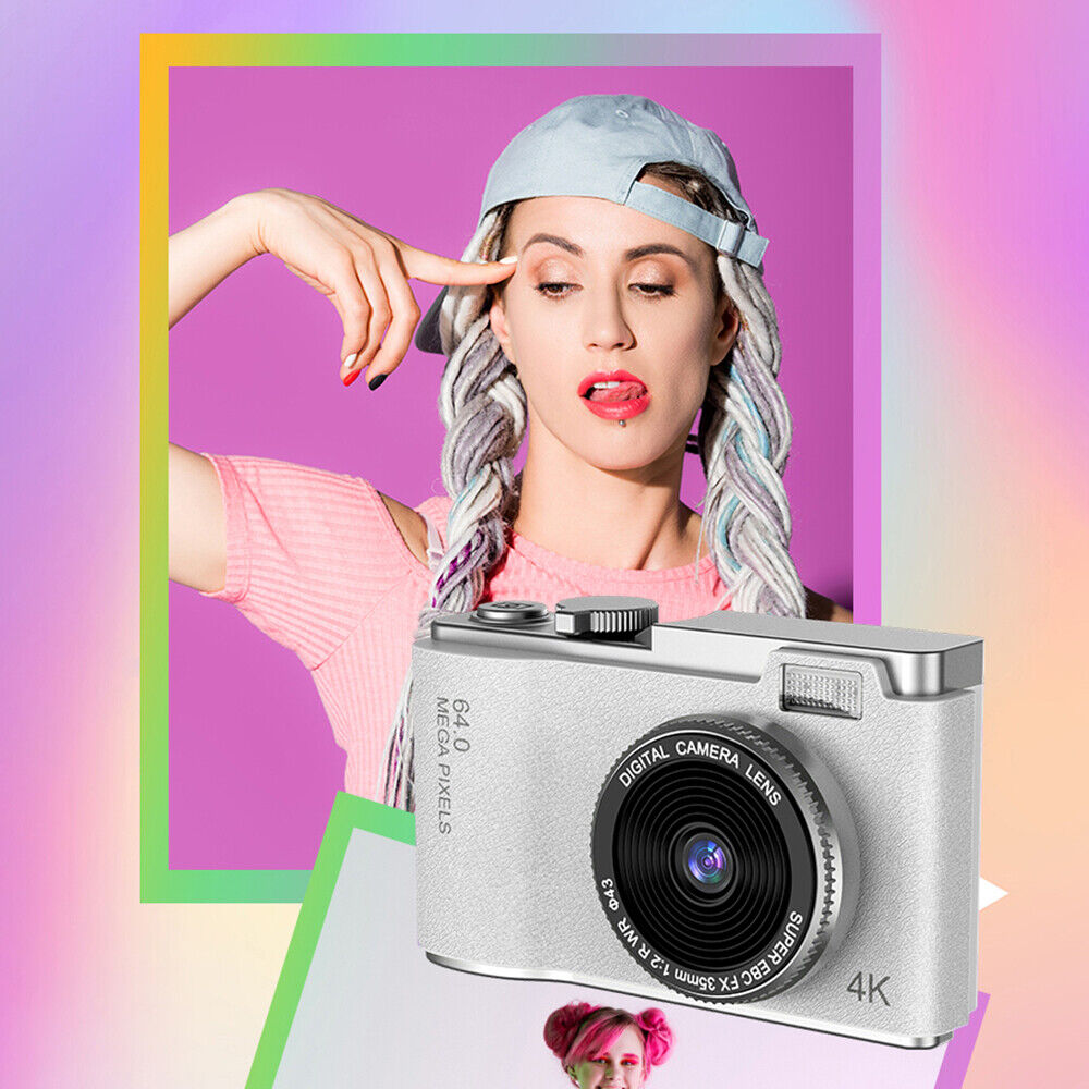 Retro 64MP Digital Camera - HD 1080P, 16X Zoom, 2.4'' LCD, Anti-Shake, with Photo Filters