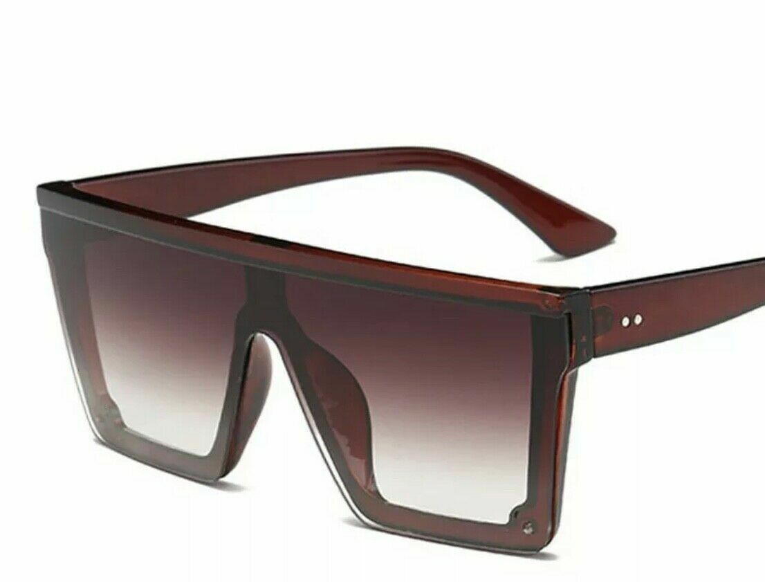 New Style Womens Ladies Sunglasses Square Oversized Luxury Flat Top Blackleopard