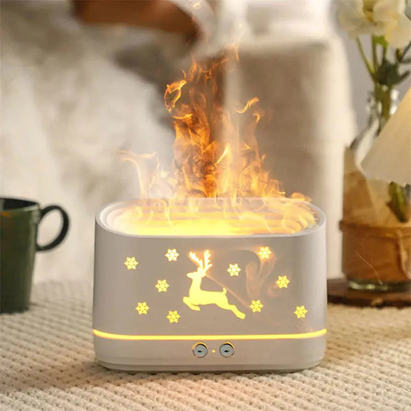 Elk Flame Humidifier Diffuser: Silent Household Atmosphere Lamp for Home Decor