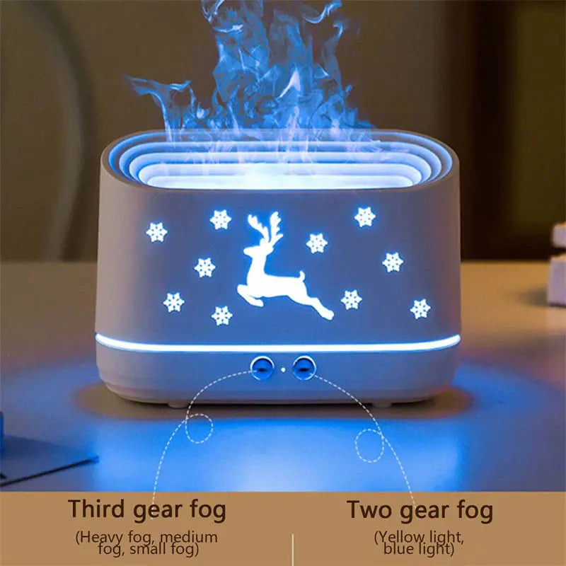 Elk Flame Humidifier Diffuser: Silent Household Atmosphere Lamp for Home Decor
