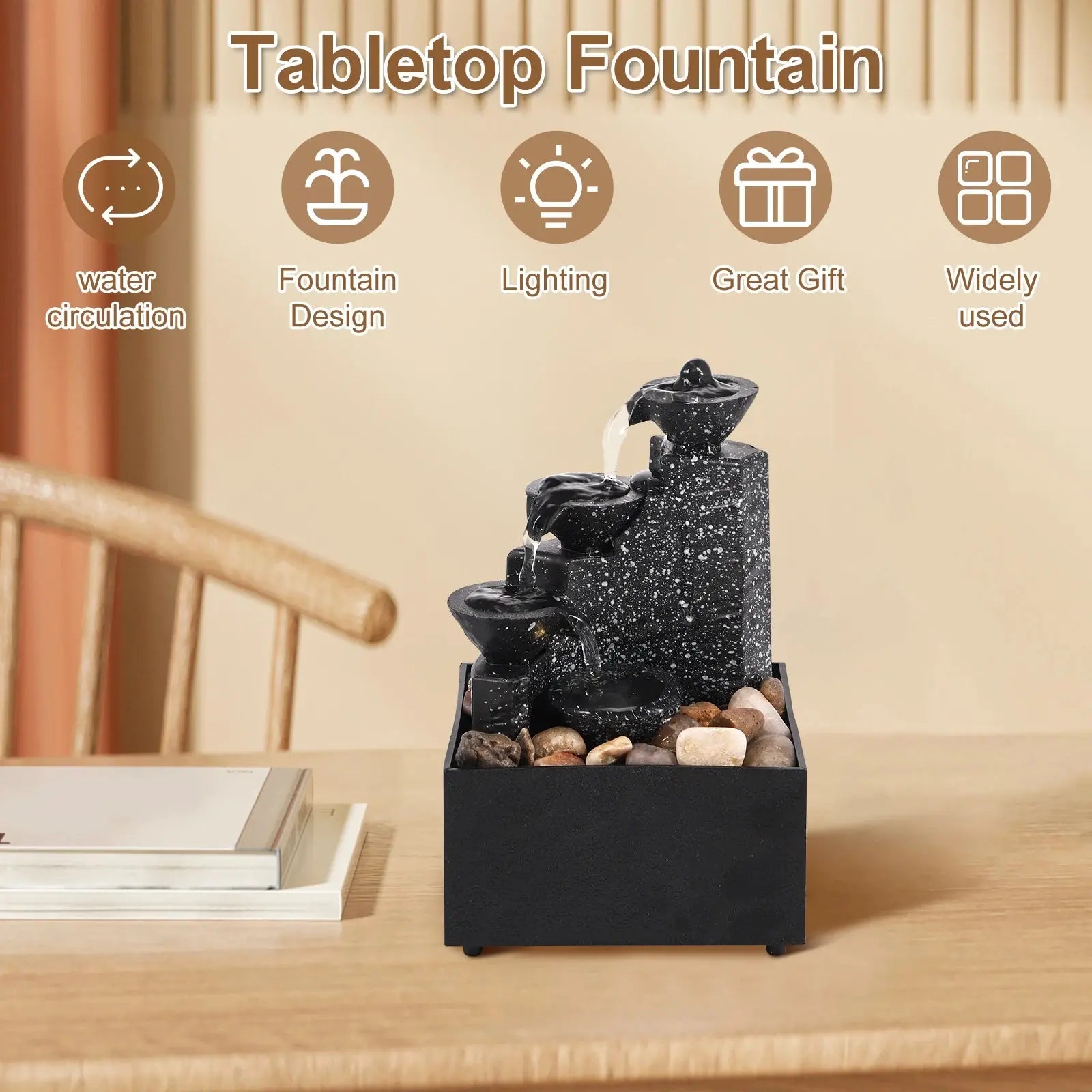 Zen Flow: Serene Desktop Waterfall Decoration for a Tranquil Workspace