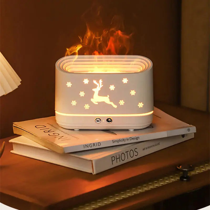 Elk Flame Humidifier Diffuser: Silent Household Atmosphere Lamp for Home Decor