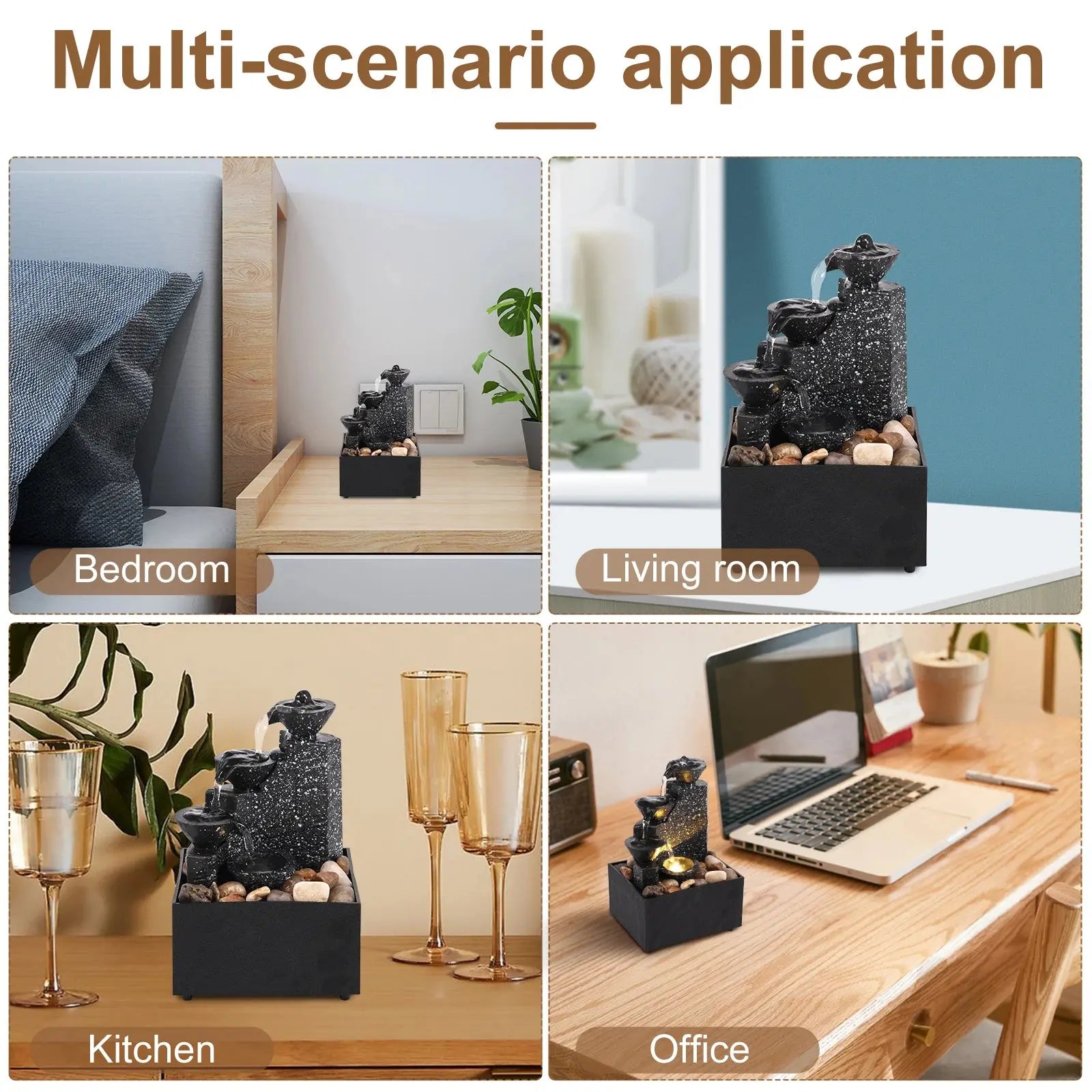 Zen Flow: Serene Desktop Waterfall Decoration for a Tranquil Workspace