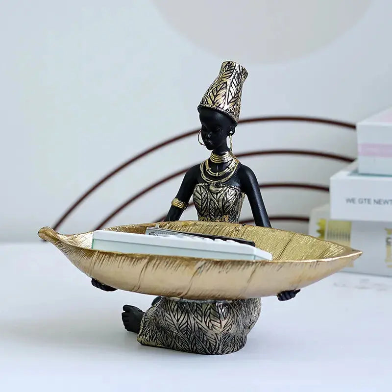 Resin Exotic Black Woman Storage Figurines Africa Figure Home Desktop Decor Keys Candy Container Interior Craft Objects