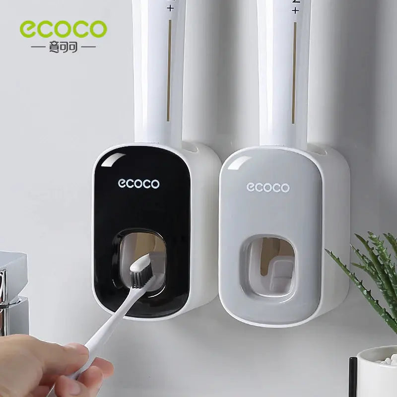 Bathroom Upgrade with ECOCO Automatic Toothpaste Dispenser with Waterproof Toothbrush Holder - Elevate Your Oral Care Experience!