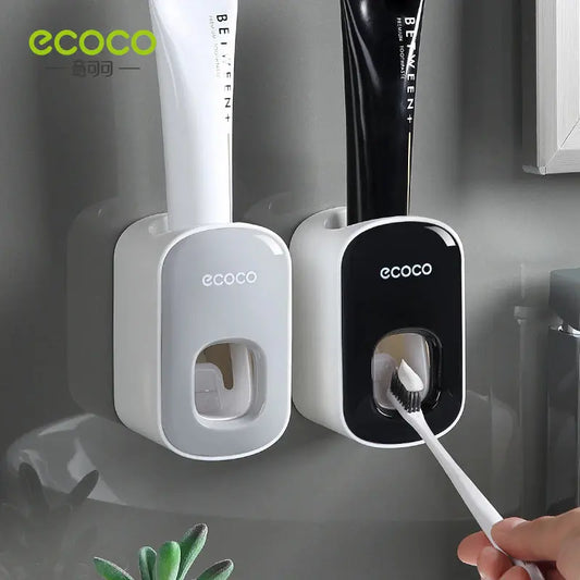 Bathroom Upgrade with ECOCO Automatic Toothpaste Dispenser with Waterproof Toothbrush Holder - Elevate Your Oral Care Experience!