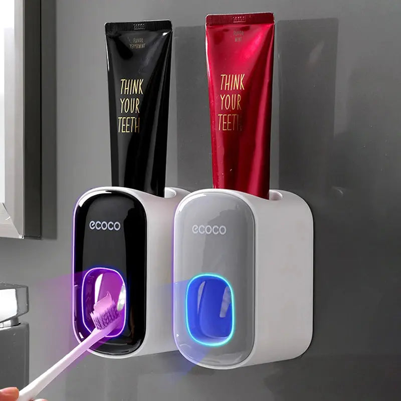 Bathroom Upgrade with ECOCO Automatic Toothpaste Dispenser with Waterproof Toothbrush Holder - Elevate Your Oral Care Experience!