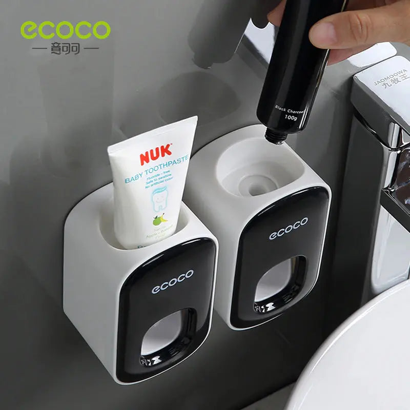 Bathroom Upgrade with ECOCO Automatic Toothpaste Dispenser with Waterproof Toothbrush Holder - Elevate Your Oral Care Experience!
