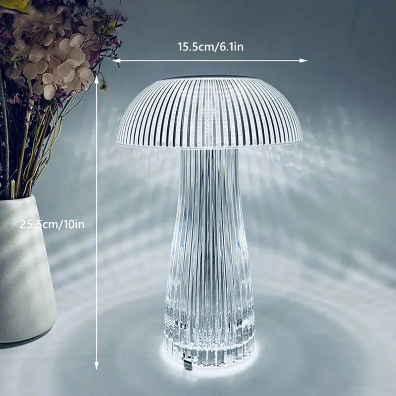 Radiate Elegance and Whimsy: Transparent Mushroom Nightlight - Versatile Bedroom, Jellyfish Lamp, Crystal Table Light Perfect for Parties, Mood Lighting, and Ramadan Decorations