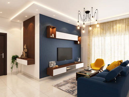 A beautifully decorated living room with a harmonious color scheme