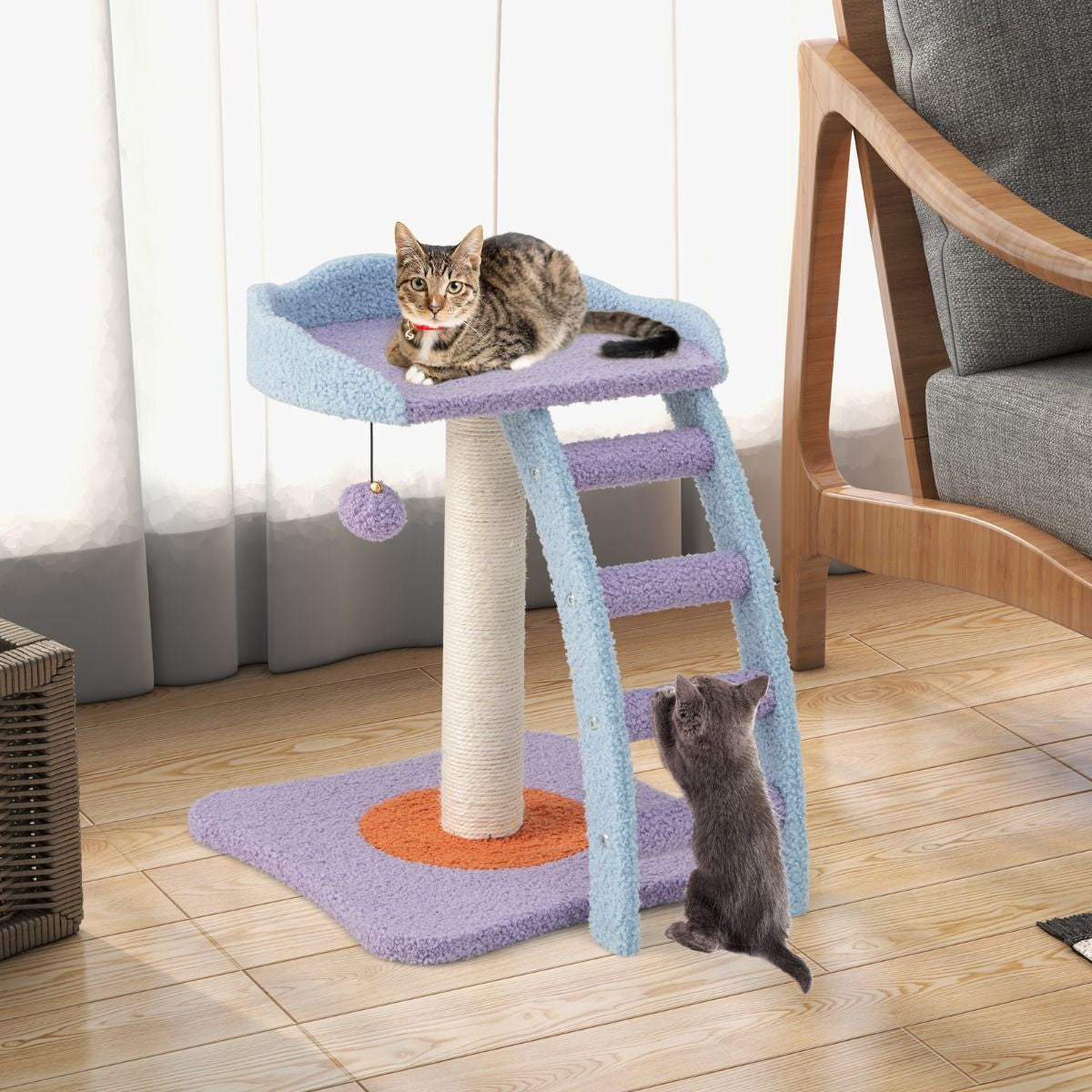 2-Tier Modern Cat Tree Tower for Indoor Cats