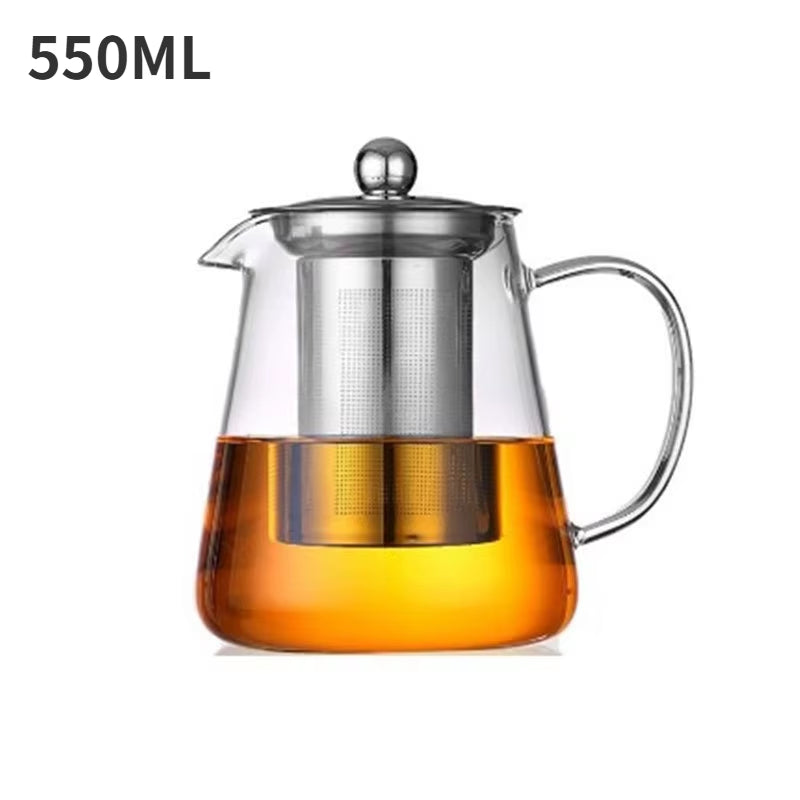 Elegant Glass Teapot with Stainless Steel Infuser – Heat-Resistant, Kung Fu Tea Kettle for Loose Leaf, Herbal & Flower Tea