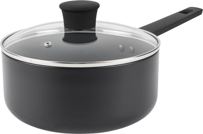 Russell Hobbs Shield 20 Cm Saucepan – Non-Stick Coating 10X Tougher*, Induction Suitable Cooking Pot, Tempered Glass Lid, Pressed Aluminium Casserole, Easy to Clean, Soft-Touch Handle