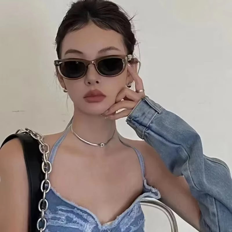 Vintage Small Square Sunglasses for Women & Men – Decorative Letter Fashion Eyewear with UV400 Protection
