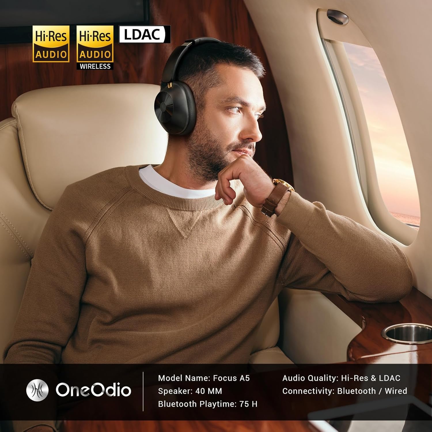 OneOdio Focus A5 Hybrid Active Noise Cancelling Headphones