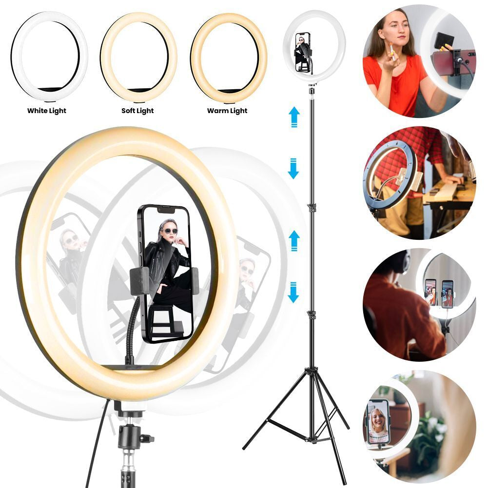 12" LED Ring Light with Stand for Youtube Tiktok Makeup Video Live Phone Selfie