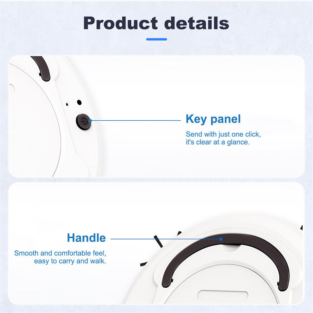 Smart 3-in-1 Robotic Vacuum Cleaner – Slim Design, USB Charging, 90-Min Runtime