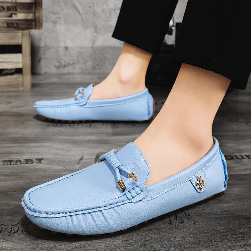 Summer Men’s Leather Slip-On Shoes – 2024 Classic Outdoor Comfort