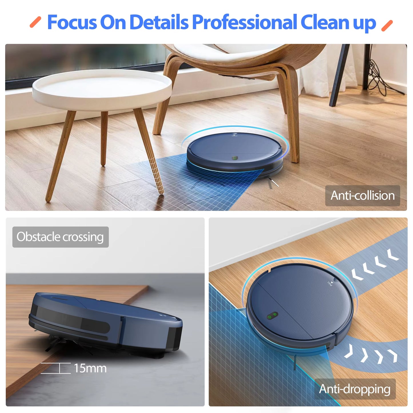 Robot Vacuum Cleaner with 6000Pa Strong Suction, 2500mAh Battery, and 3-in-1 Mopping, Sweeping, and Suction Functionality